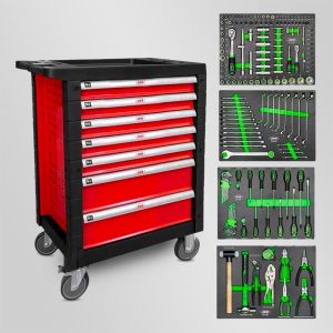 Servante D’atelier JBM 7 Tiroirs Complete Avec 172 Outils Rouge